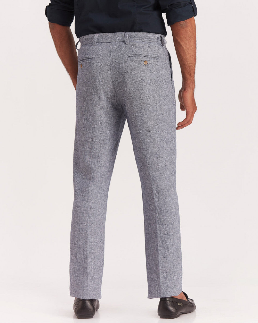 Double Pleated Relaxed Fit Trousers - Space Blue