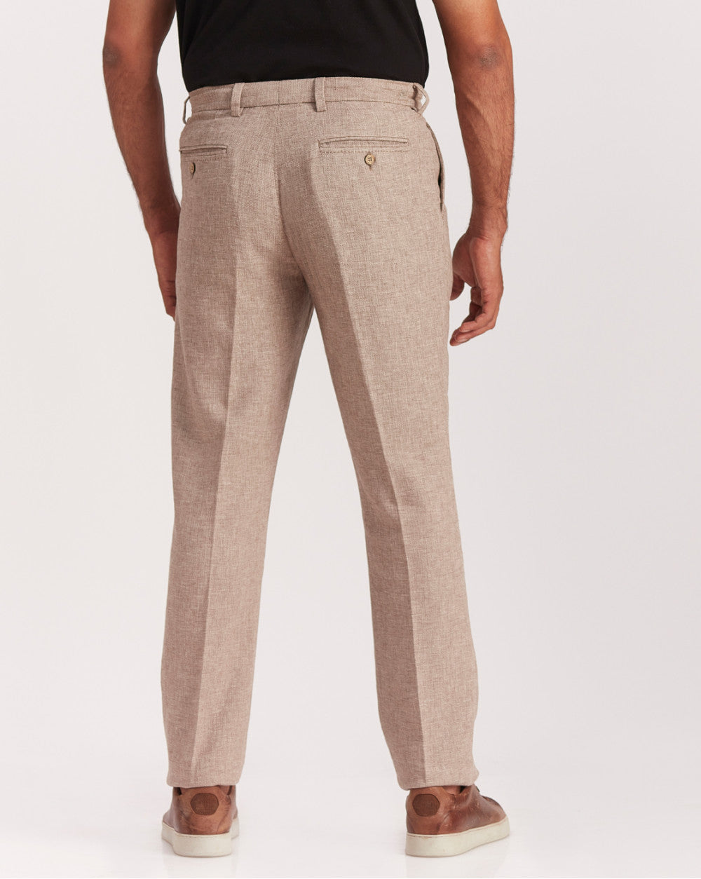 Double Pleated Relaxed Fit Trousers - Brown Oak