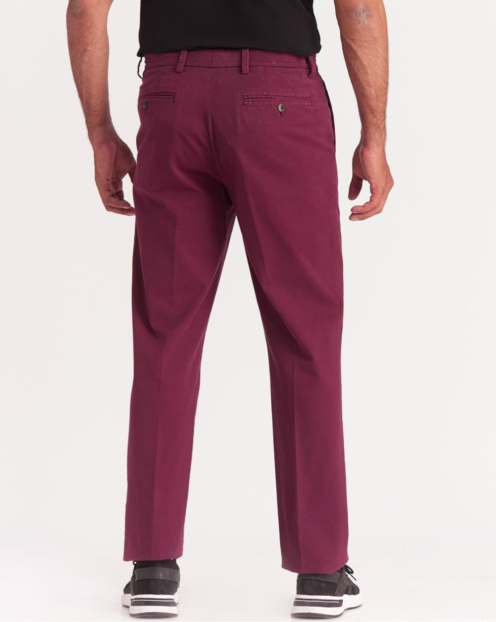 Single Pleated Relaxed Fit Garment Dyed - Maroon