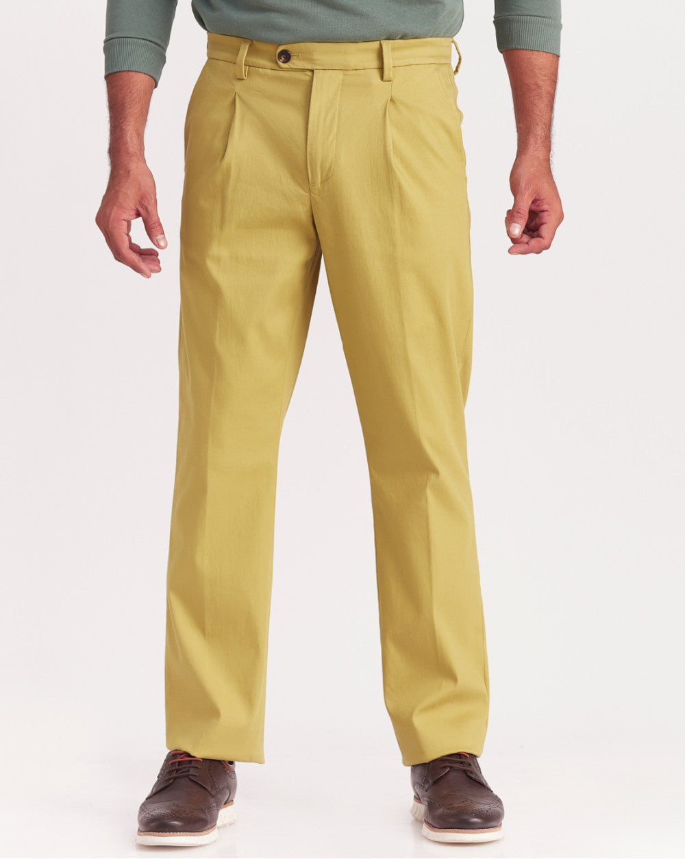 Single Pleated Relaxed Fit Trousers - Granola Khaki