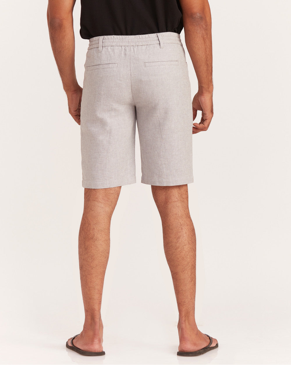 Regular Fit Textured Linen Shorts - Cloud Grey