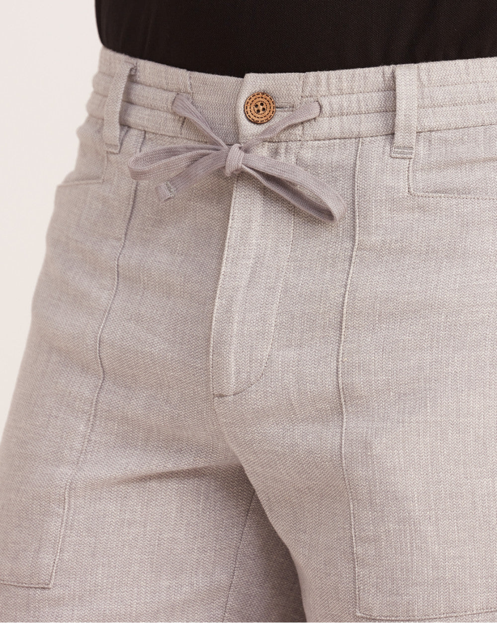 Regular Fit Textured Linen Shorts - Cloud Grey