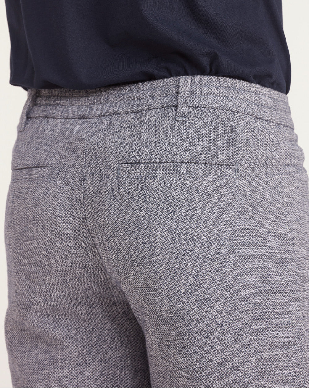 Regular Fit Textured Linen Shorts - Space Blue