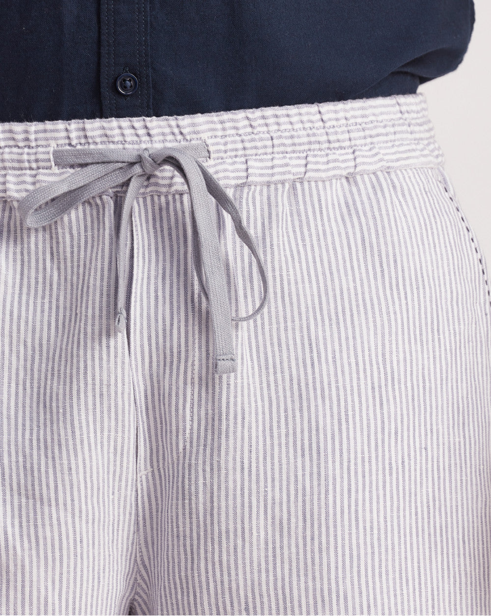 Regular Fit Linen Shorts - Blue Stripes