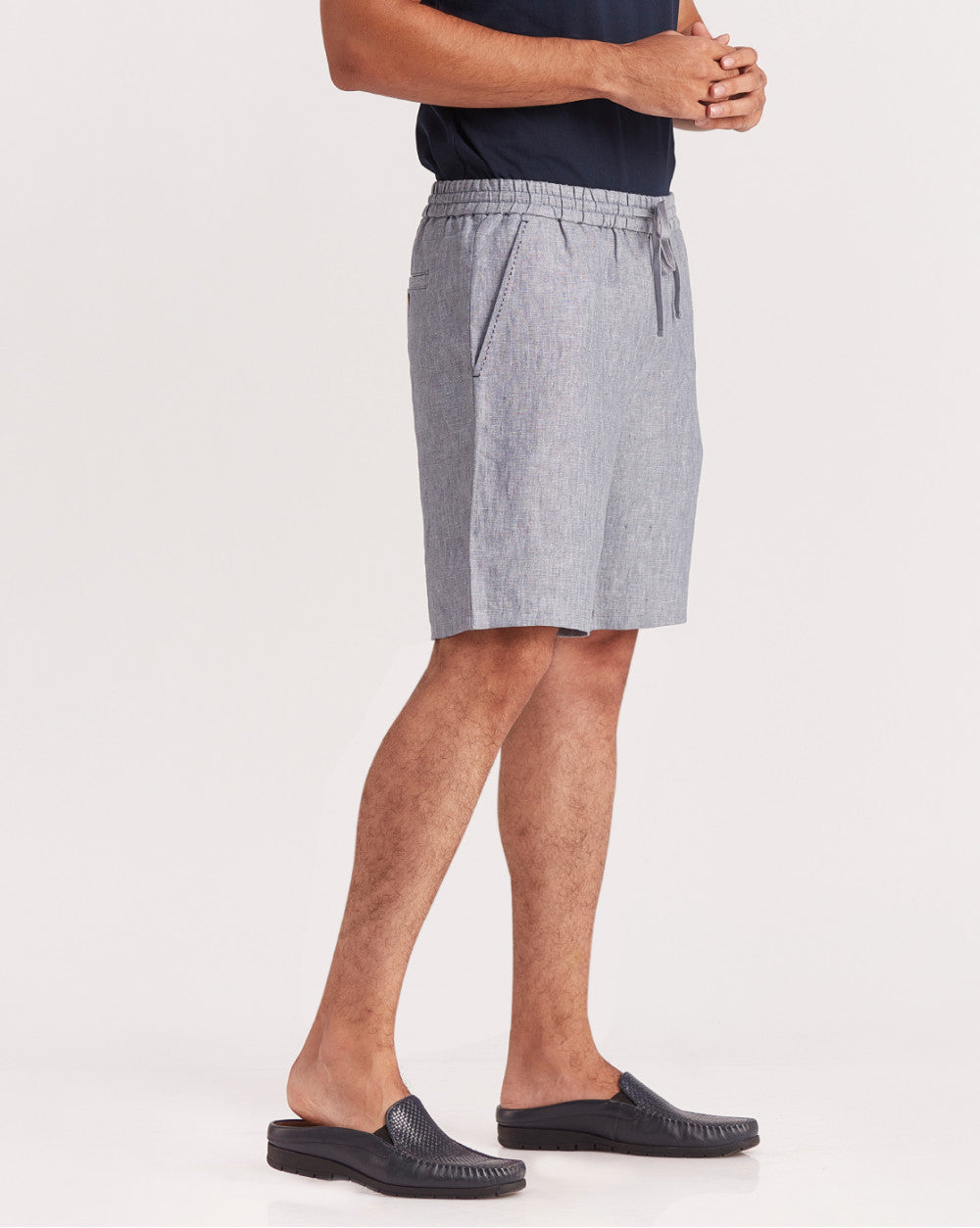 Regular Fit Linen Shorts - Blue