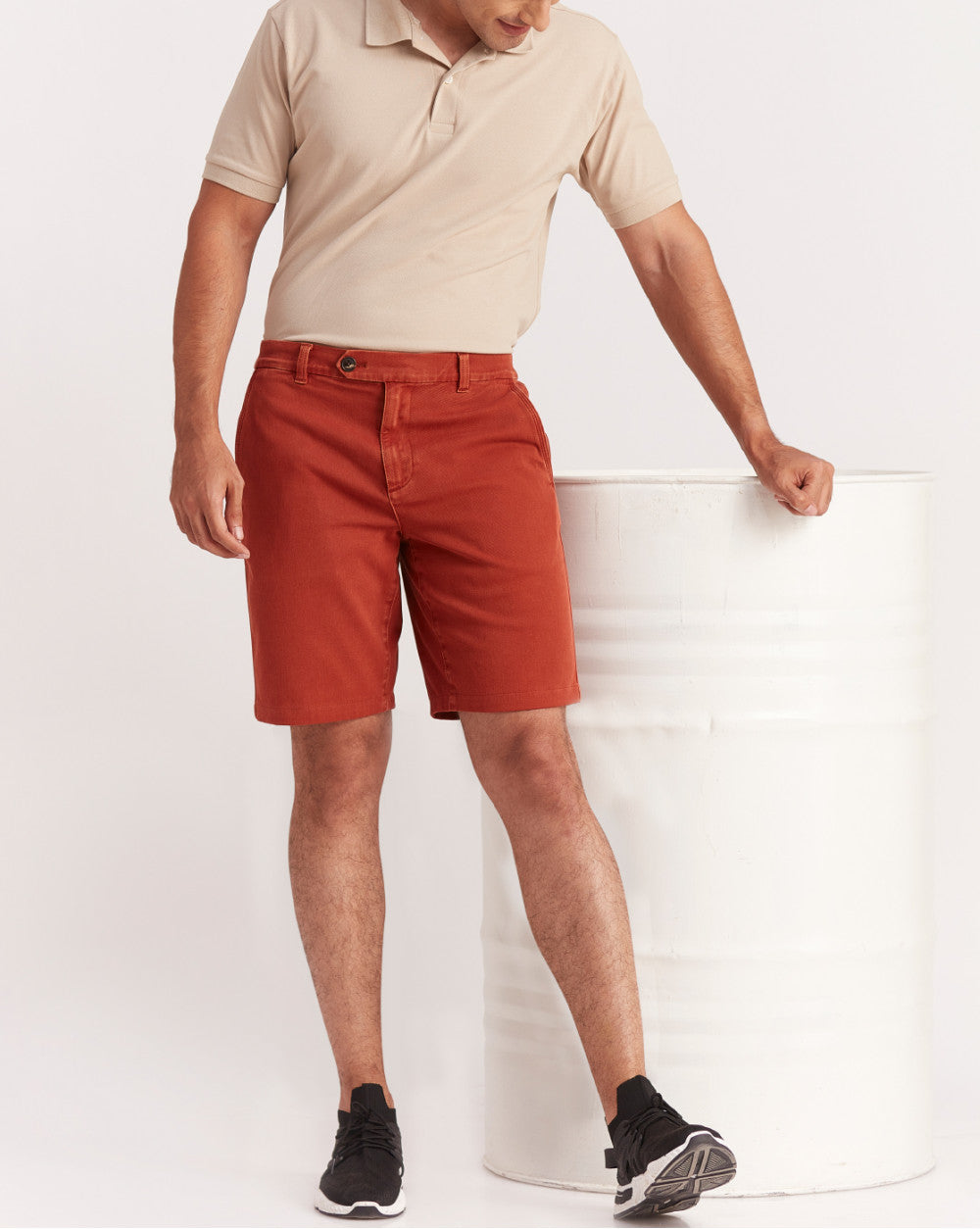 Garment Dyed Elasticized Shorts - Rust