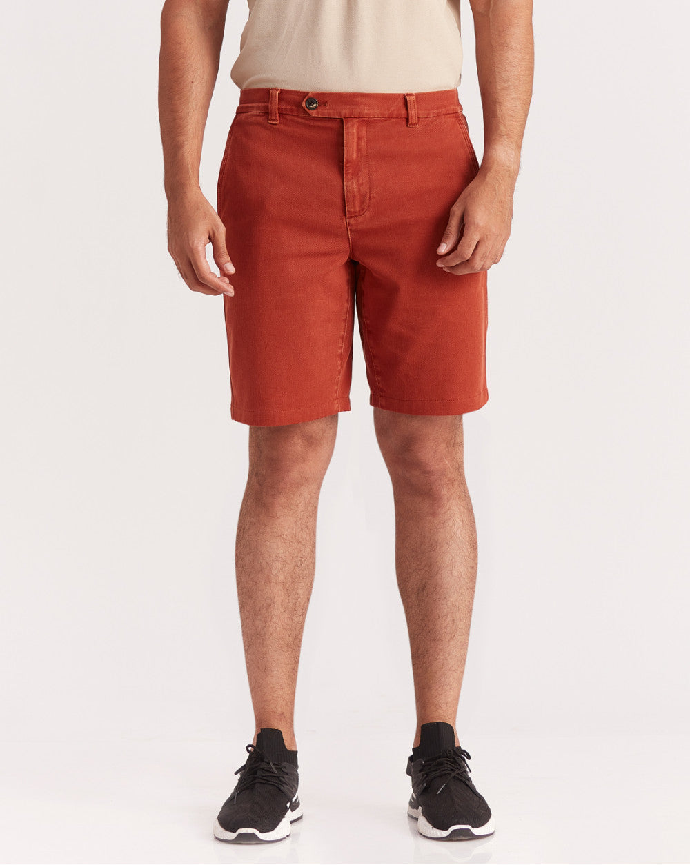 Garment Dyed Elasticized Shorts - Rust