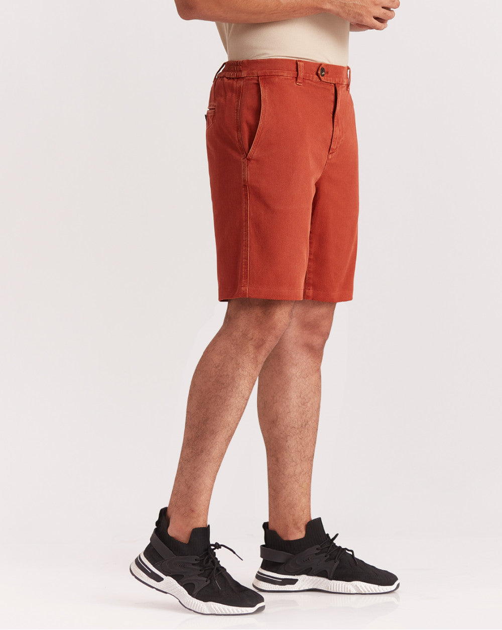 Garment Dyed Elasticized Shorts - Rust