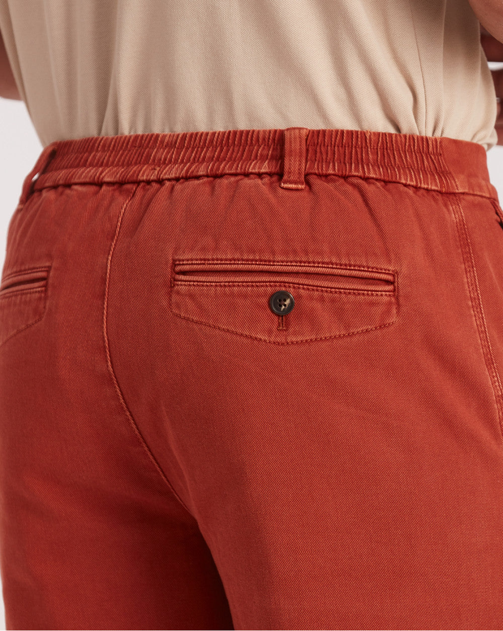 Garment Dyed Elasticized Shorts - Rust