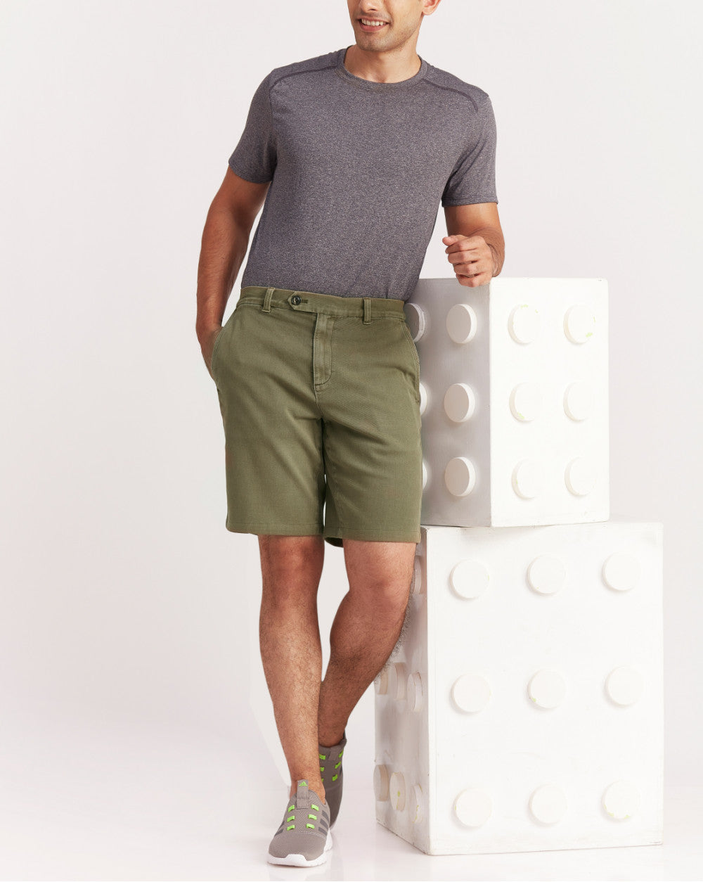 Garment Dyed Elasticized Shorts - Army Green