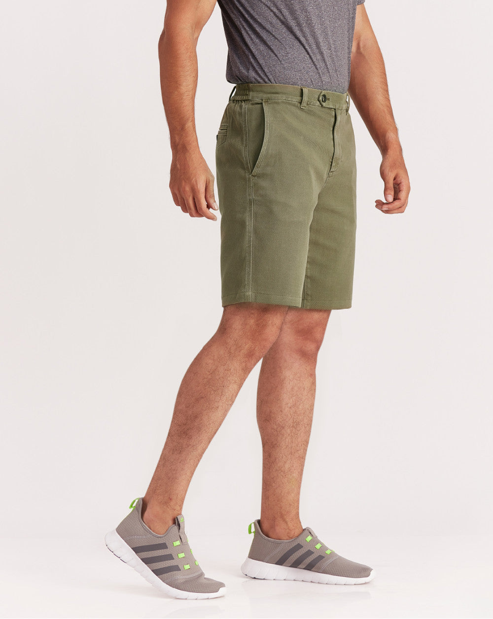 Garment Dyed Elasticized Shorts - Army Green