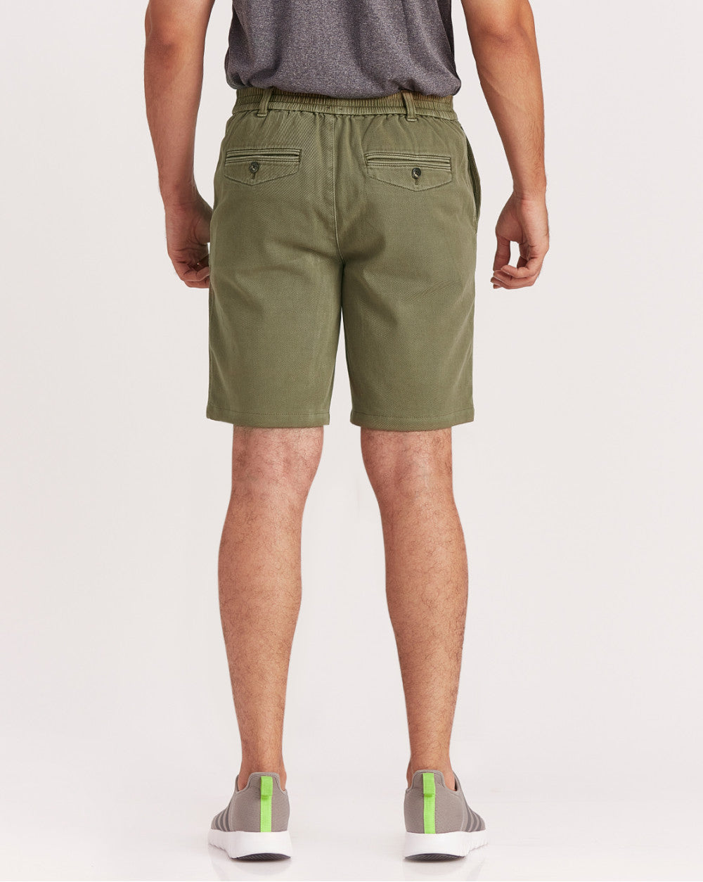 Garment Dyed Elasticized Shorts - Army Green