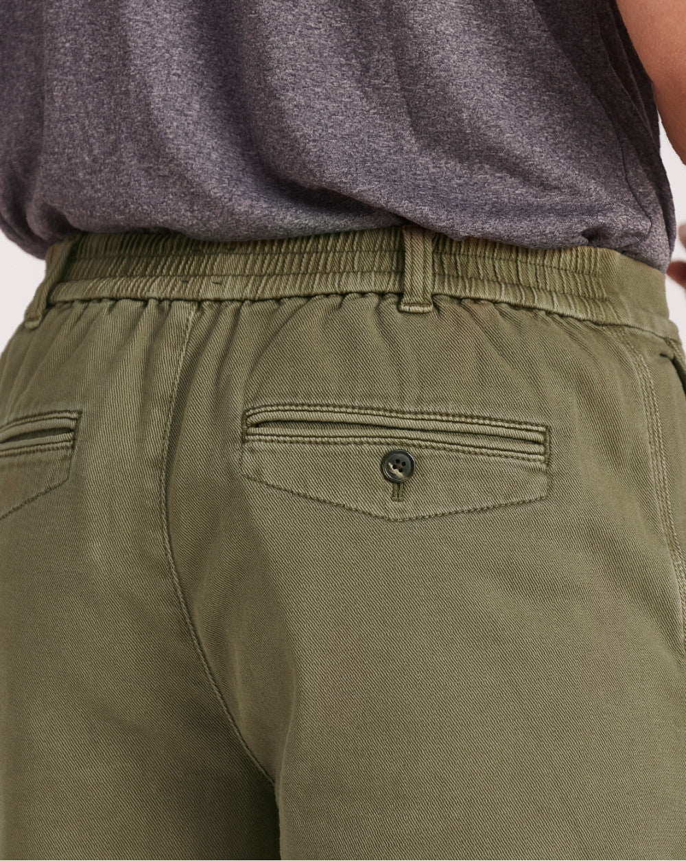 Garment Dyed Elasticized Shorts - Army Green