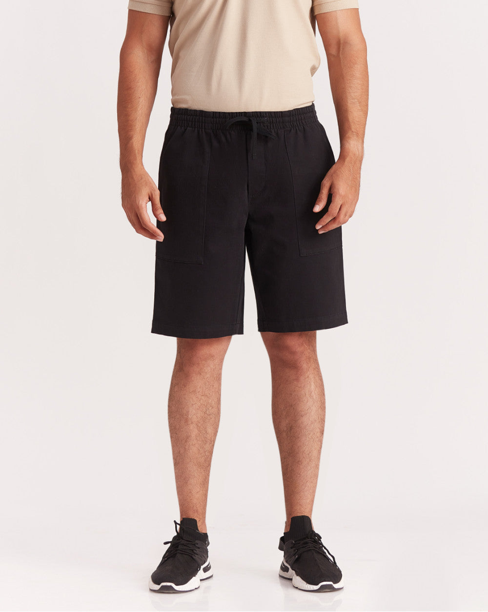 Regular Fit Comfort Elasticized Pull-On Shorts - Jet Black