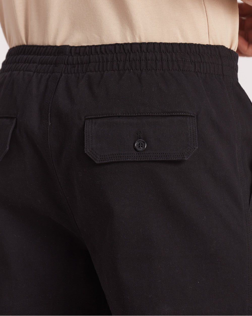 Regular Fit Comfort Elasticized Pull-On Shorts - Jet Black