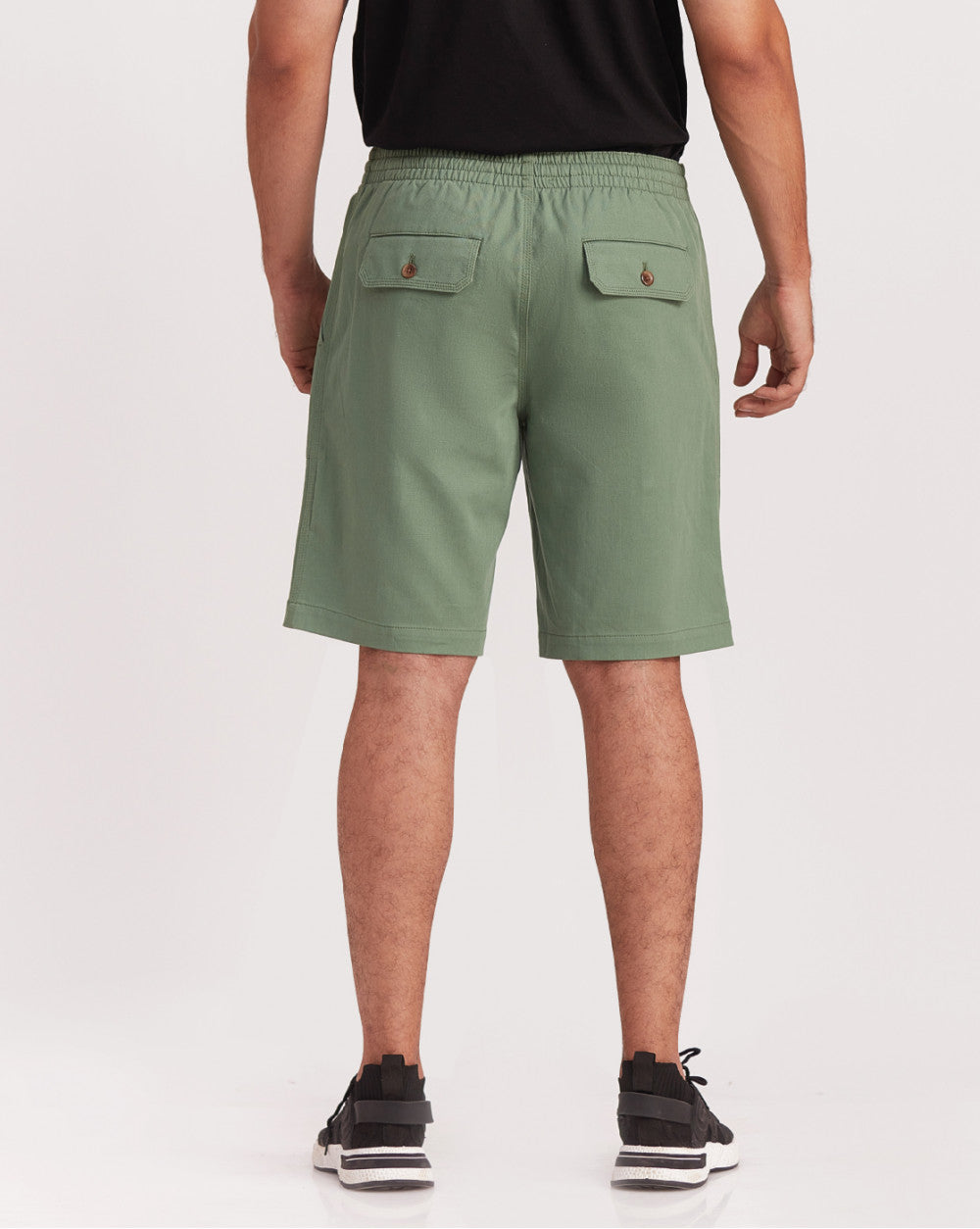 Regular Fit Comfort Elasticized Pull-On Shorts - Dark Ivy Green