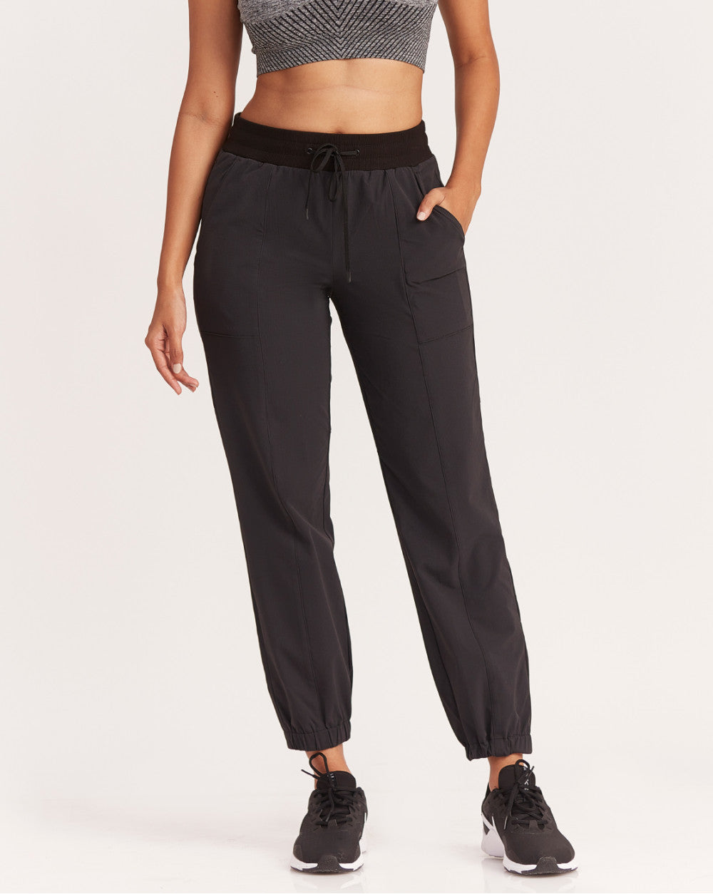 Slim Fit Ripstop Joggers - Jet Black