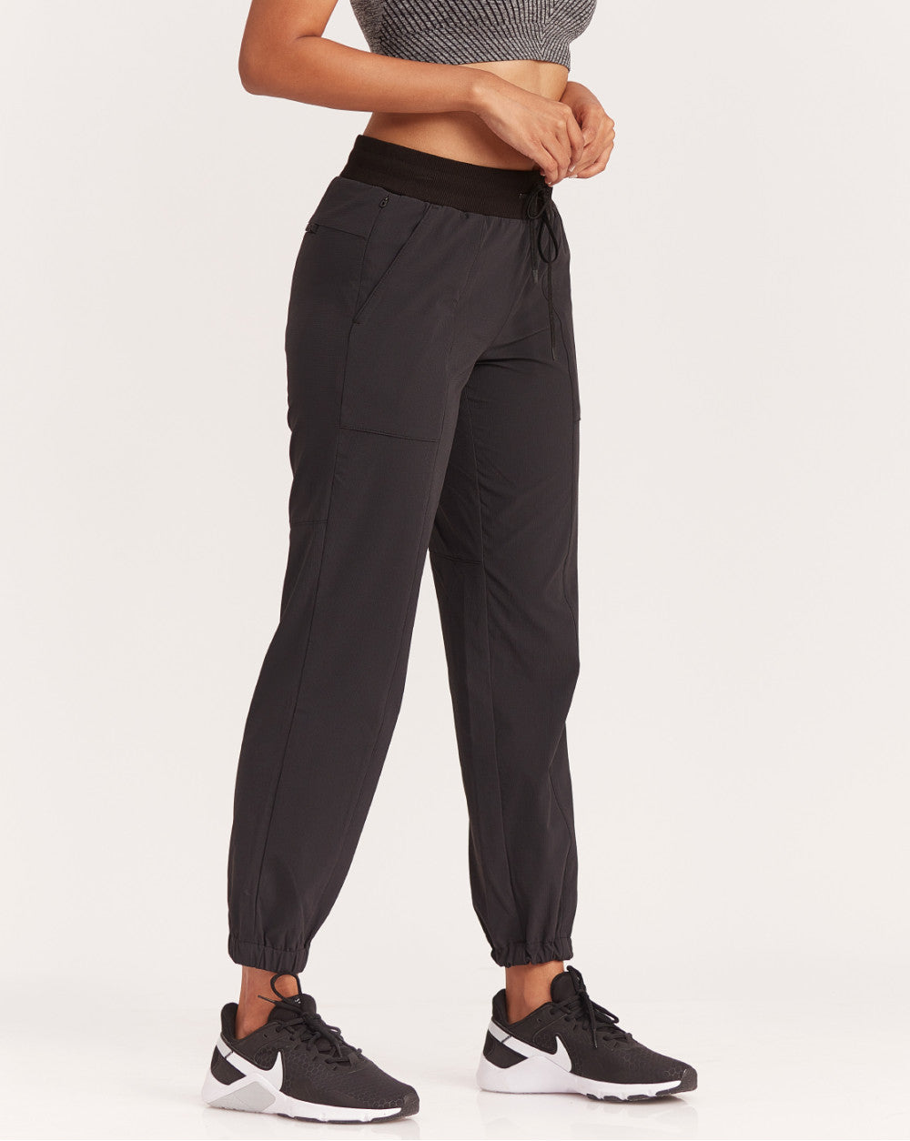 Slim Fit Ripstop Joggers - Jet Black