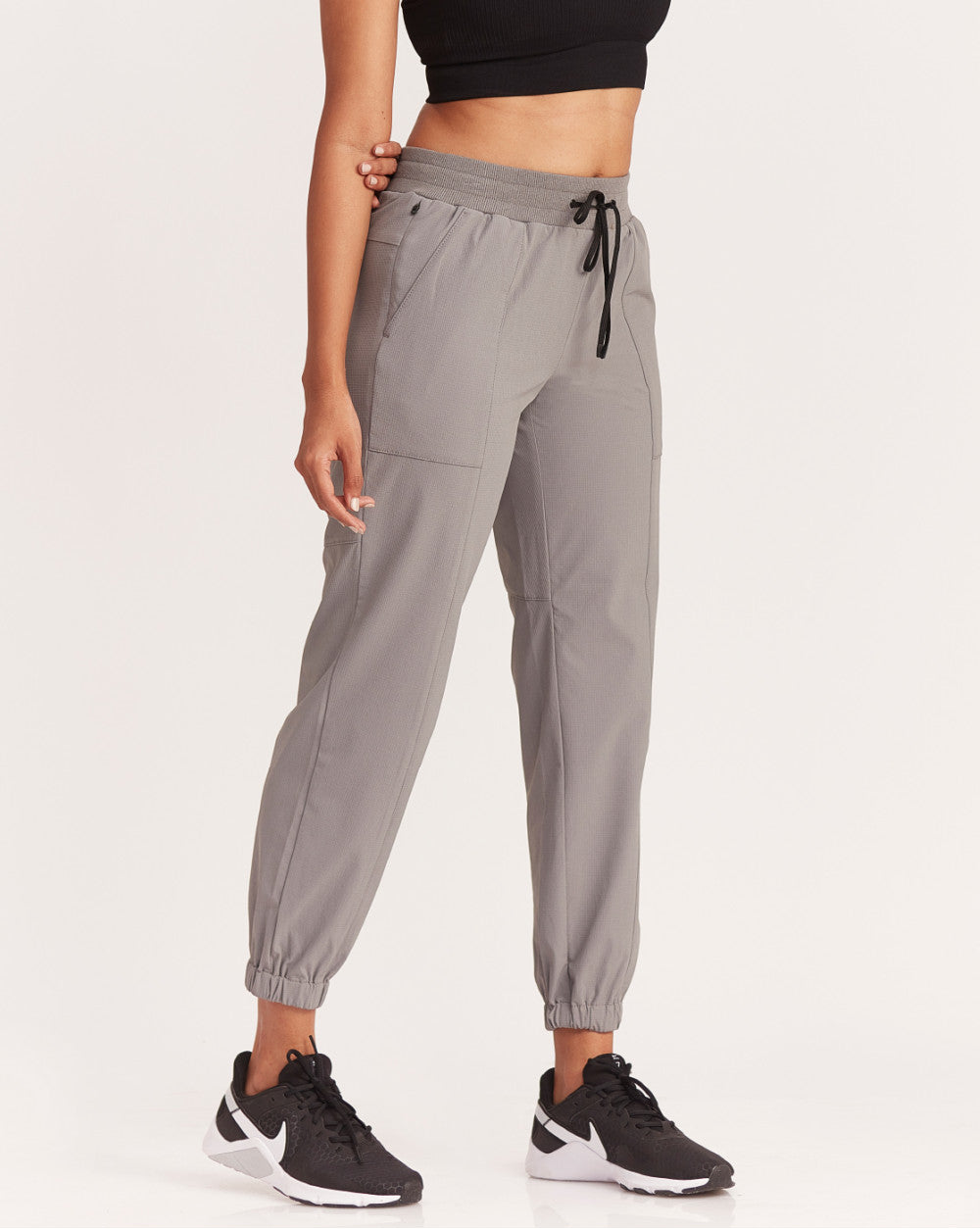 Slim Fit Ripstop Joggers - Grey