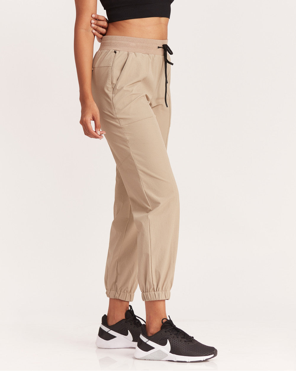 Slim Fit Ripstop Joggers - Sand