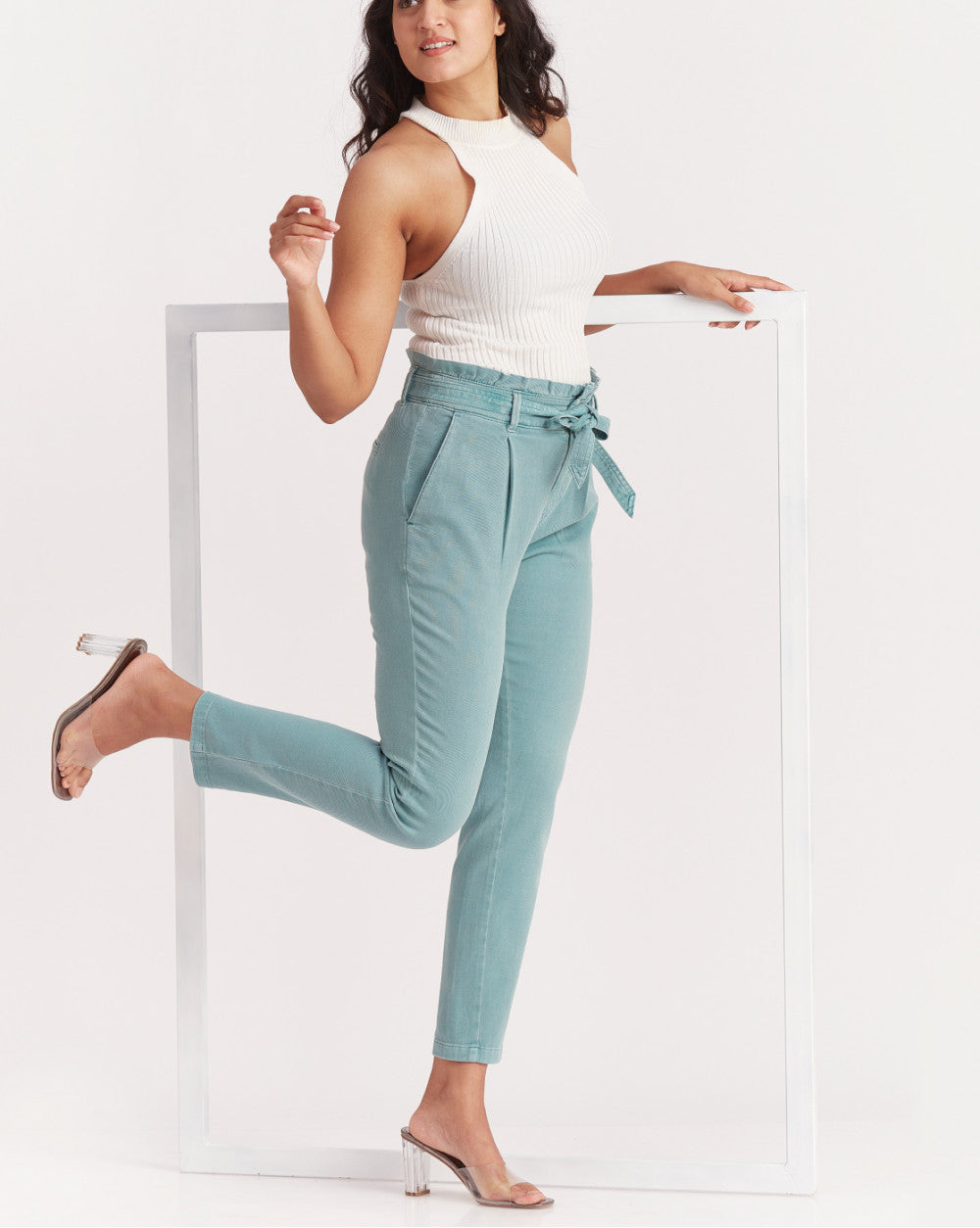 Tapered Fit Juan Tapered Garment-Dyed Pants - Teal