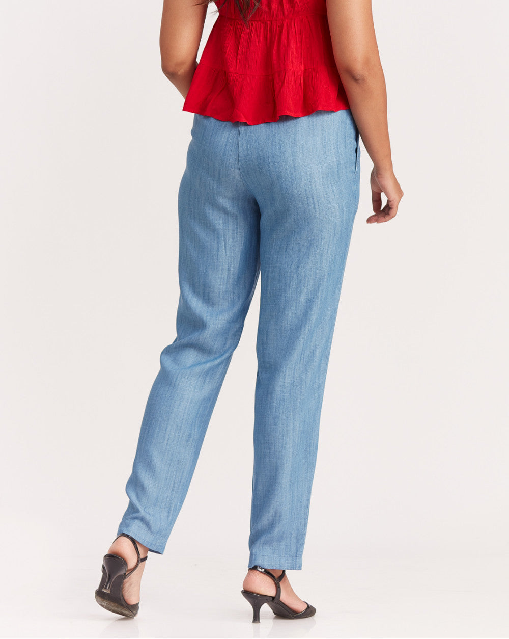 Tapered Fit Drawstring Indigo Pants - Summer Blue