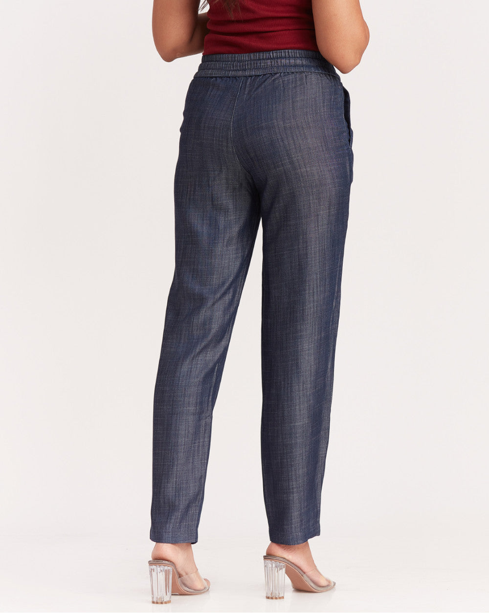 Tapered Fit Drawstring Indigo Pants - Prime Blue