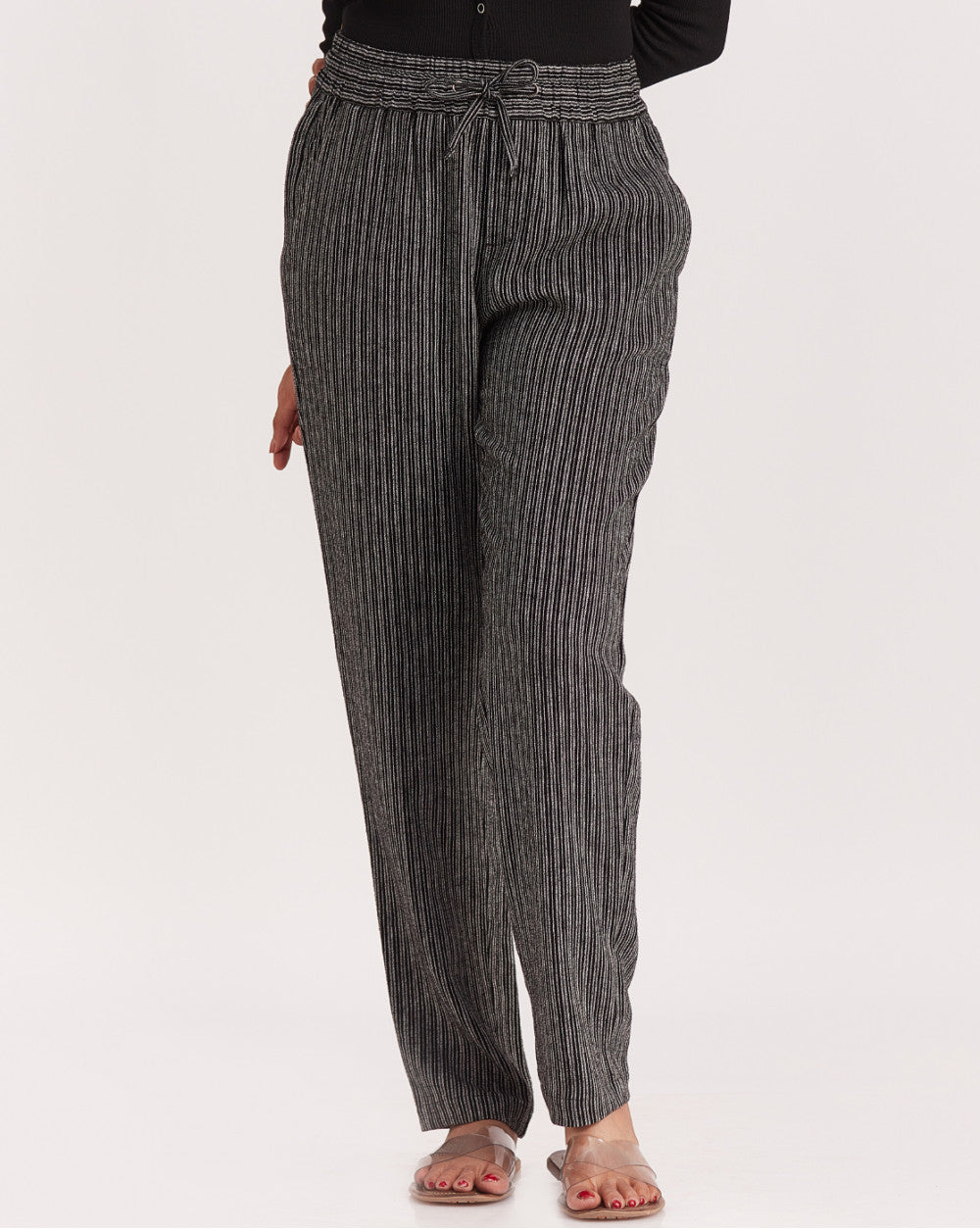 Tapered Fit Tapered &amp; Relaxed Drawstring Stripe Pants - Neutral Stripe