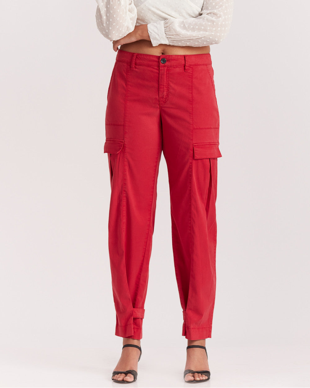 Straight Fit Garment Dyed Utility Pants - Robin Red