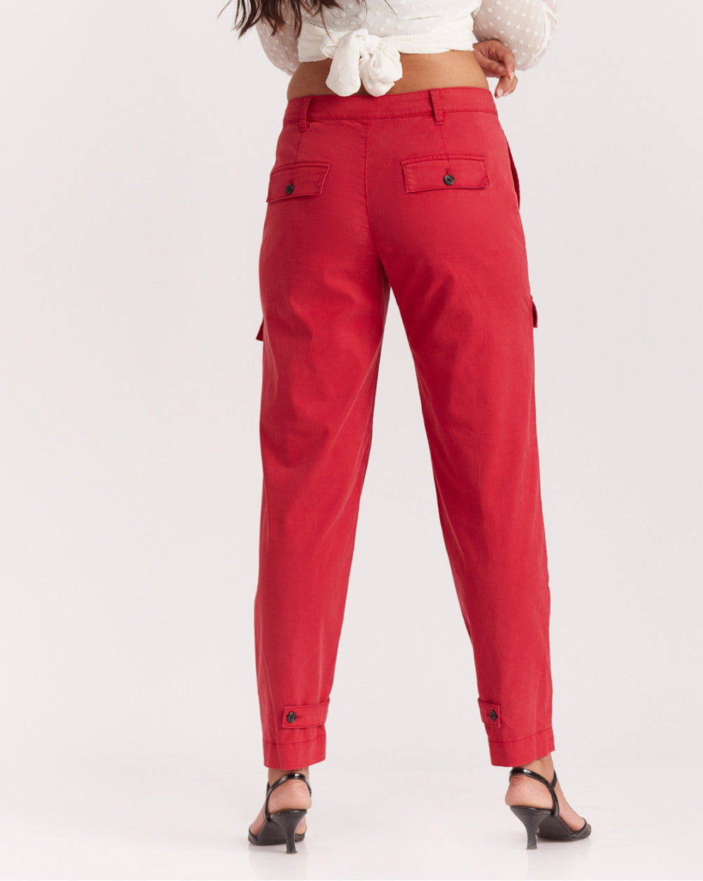 Straight Fit Garment Dyed Utility Pants - Robin Red