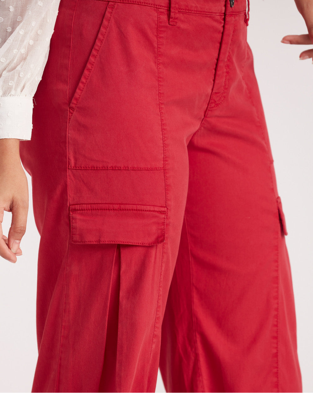 Straight Fit Garment Dyed Utility Pants - Robin Red