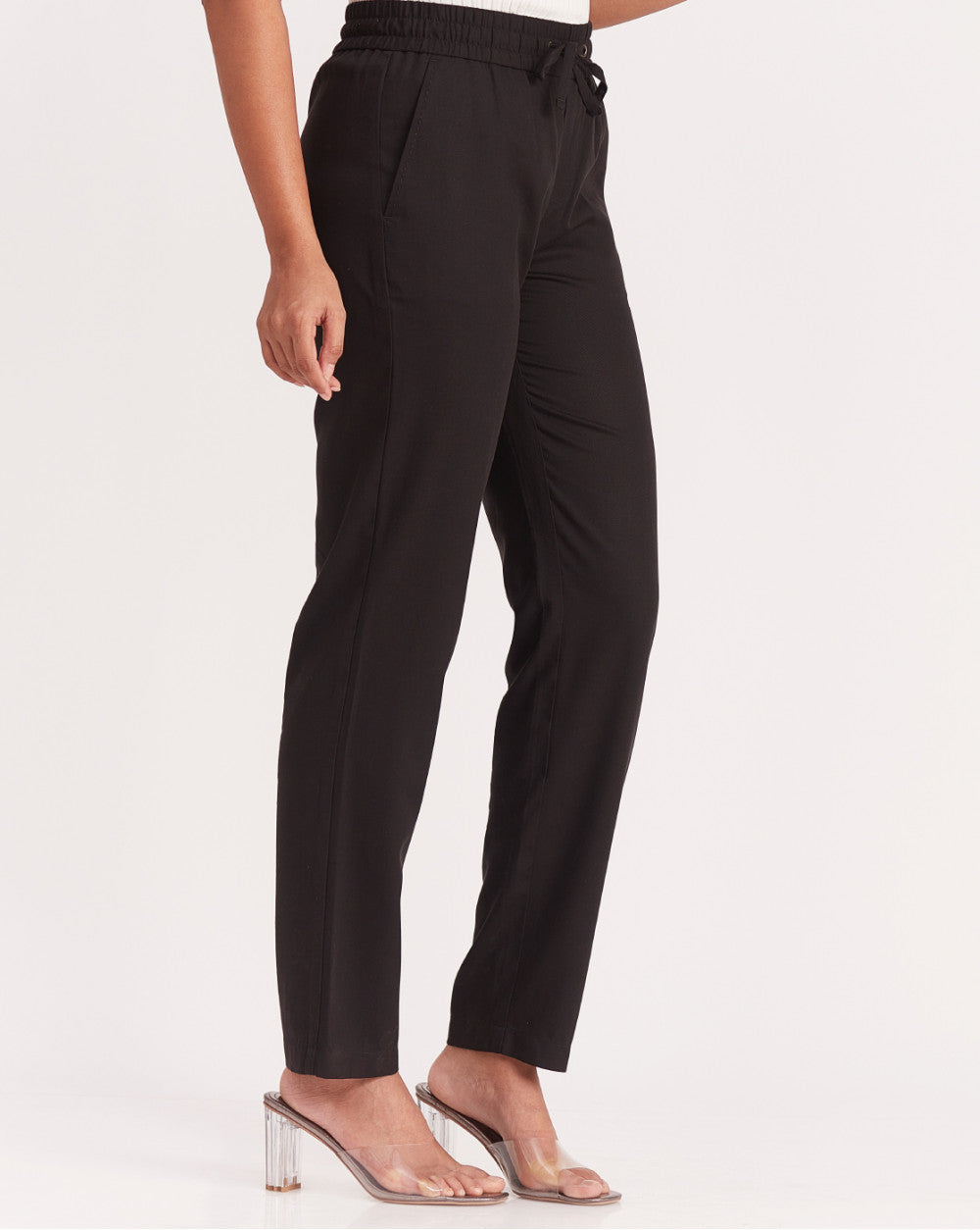 Tapered &amp; Relaxed Fit Drawstring Pants - Jet Black
