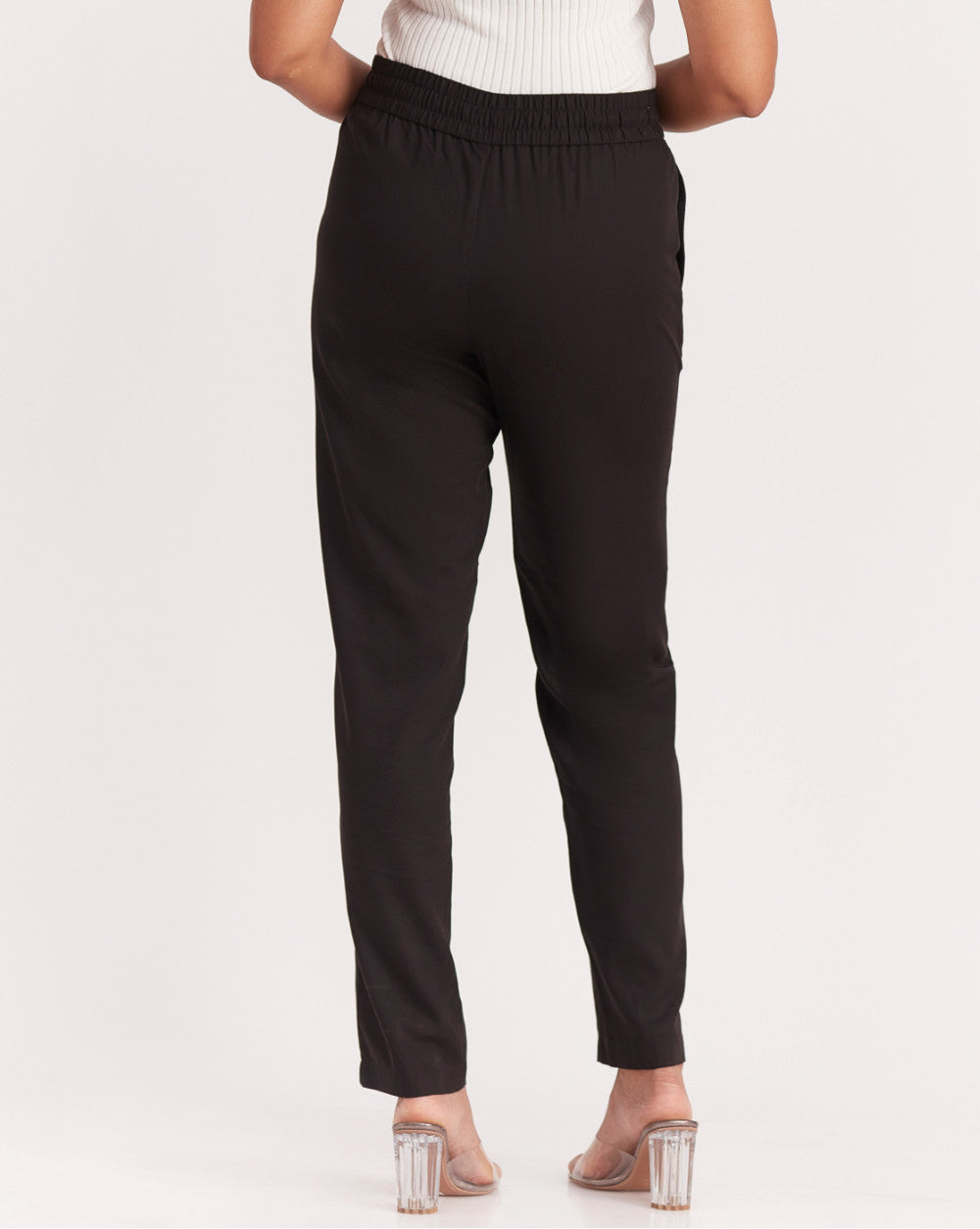 Tapered &amp; Relaxed Fit Drawstring Pants - Jet Black