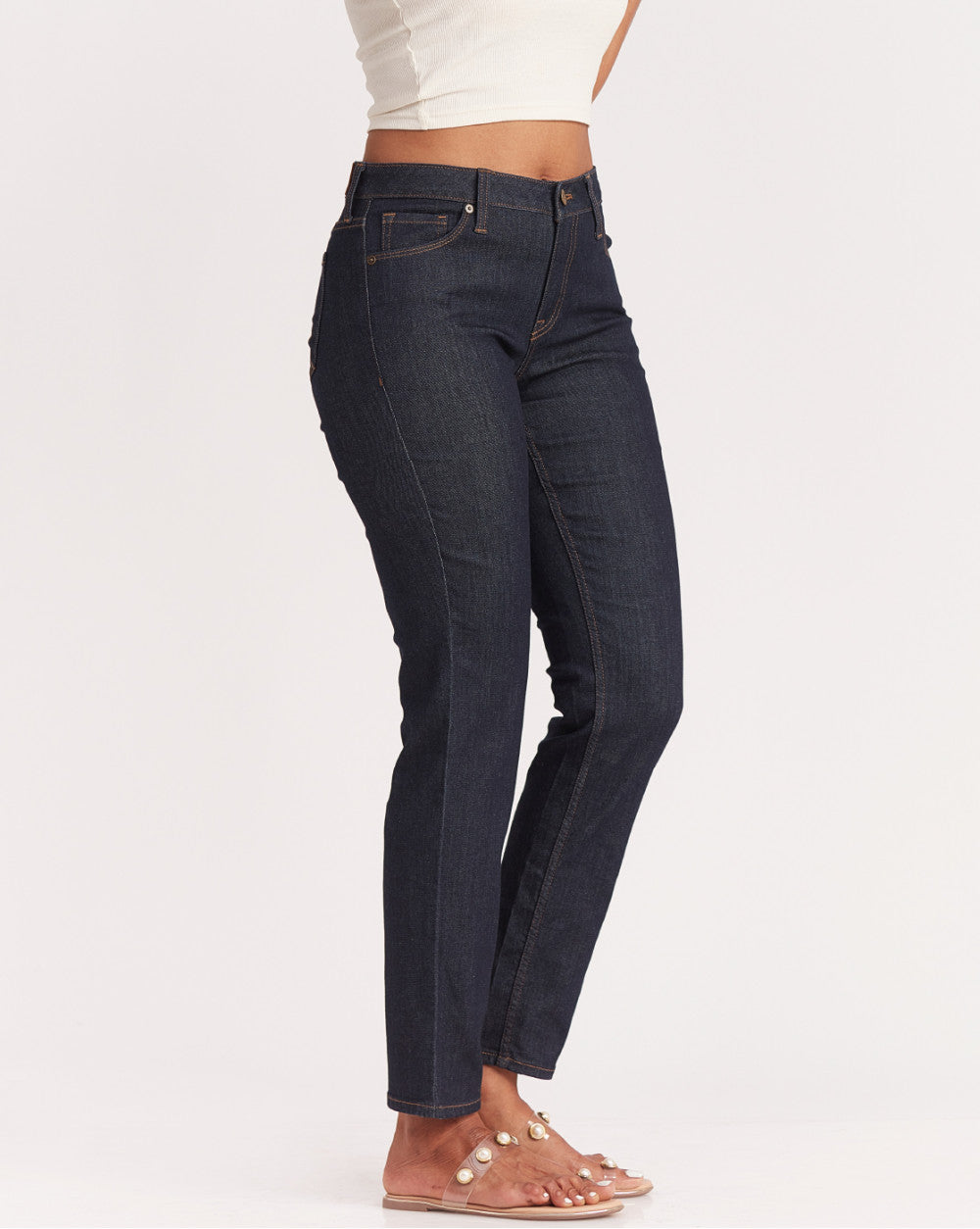 Slim Fit Mid Waist Jeans - Natural Blue