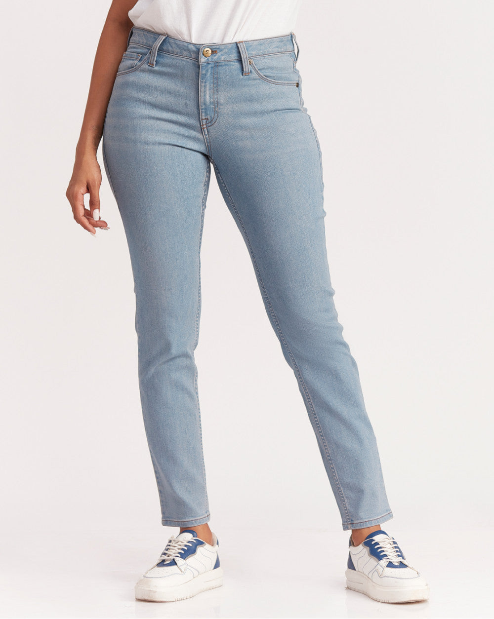 Slim Fit Mid Waist Jeans - Vapour Blue