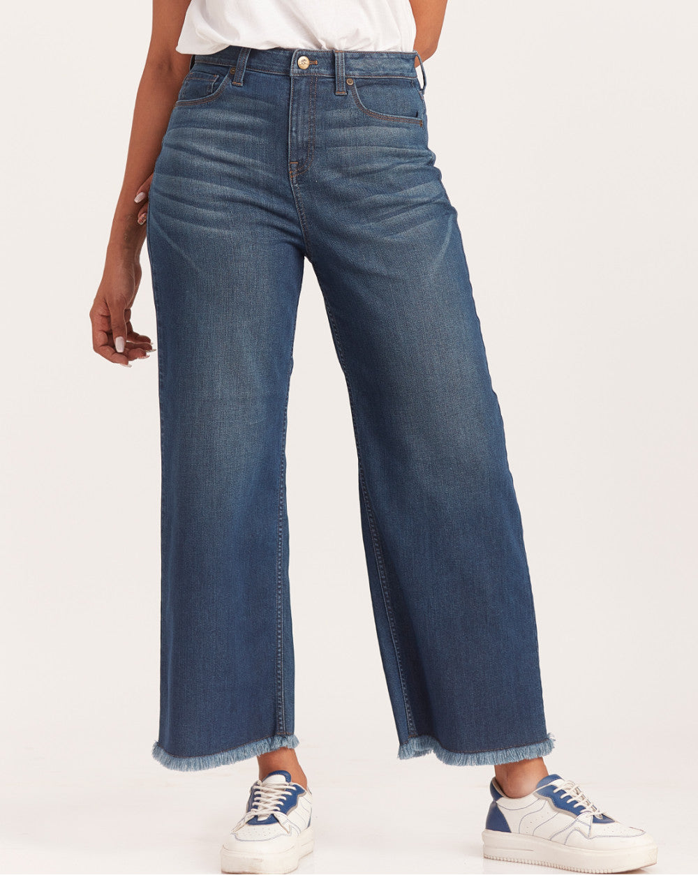 Wide Leg High Waist Jeans - Classic Blue