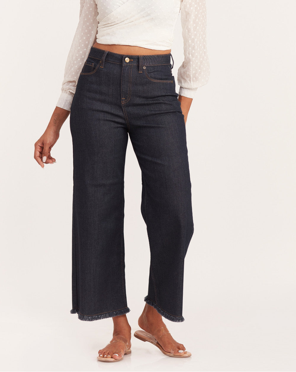 Wide Leg High Waist Jeans - Natural Blue