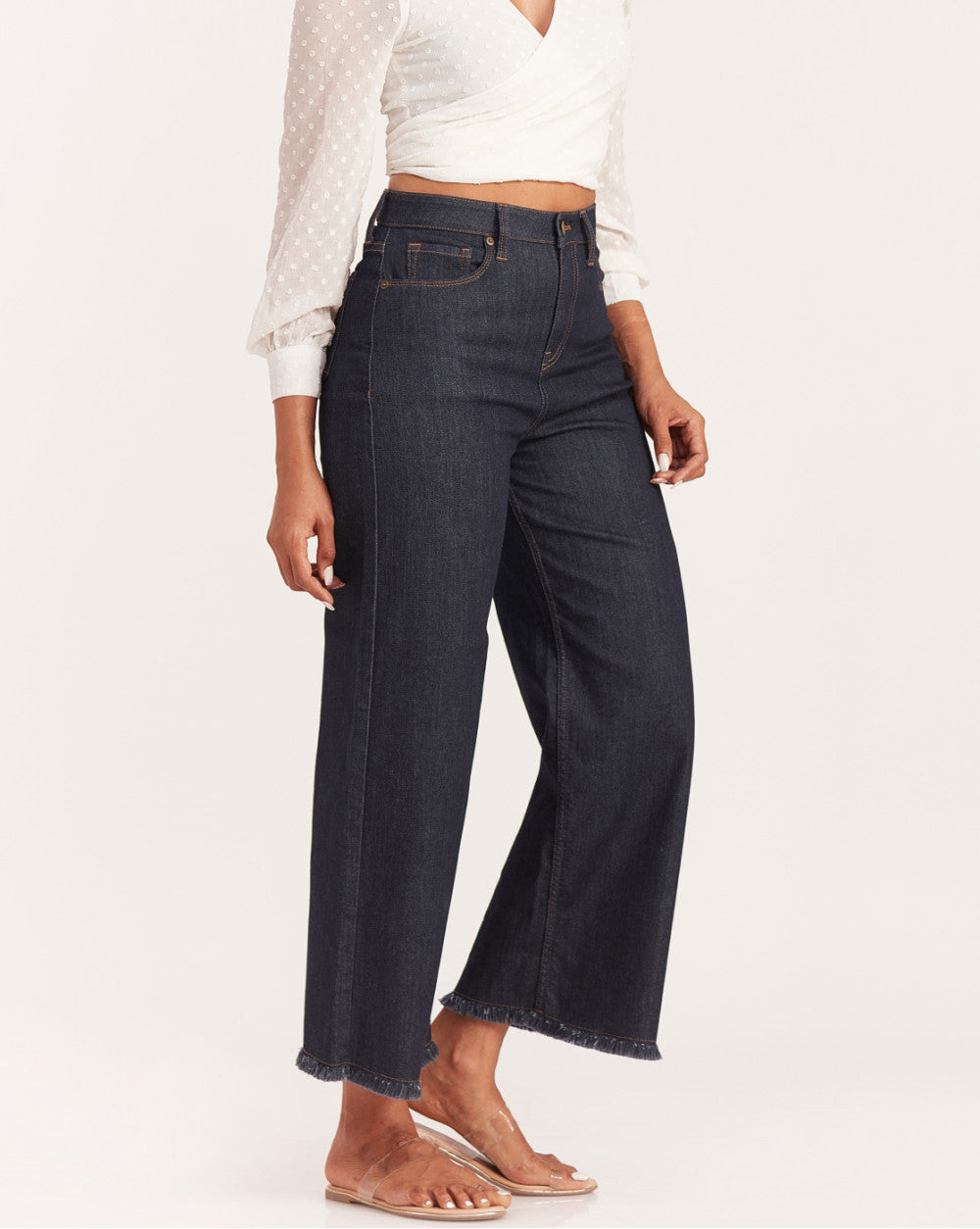 Wide Leg High Waist Jeans - Natural Blue