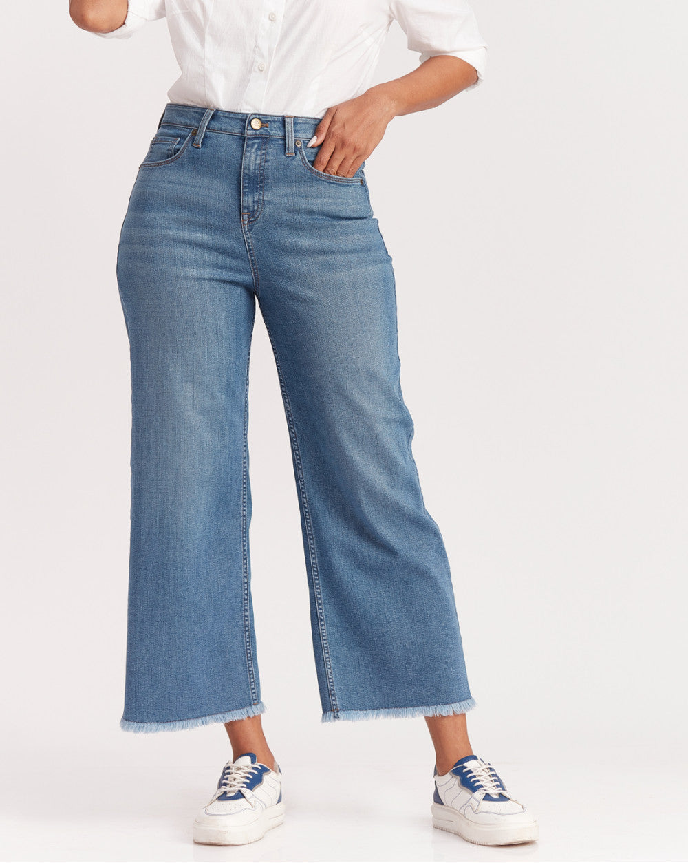 Wide Leg High Waist Jeans - Summer Blue