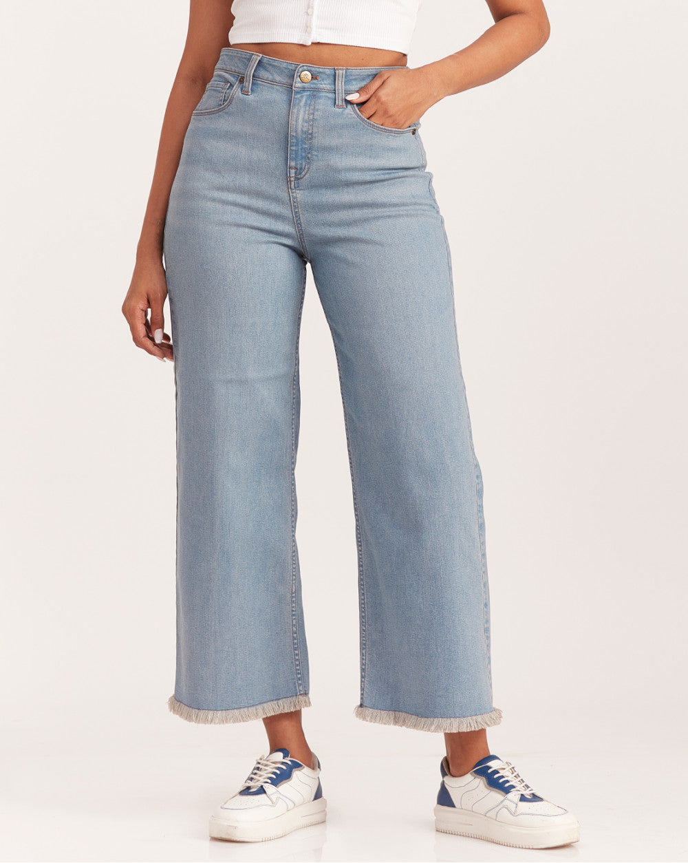 Wide Leg High Waist Jeans - Vapour Blue