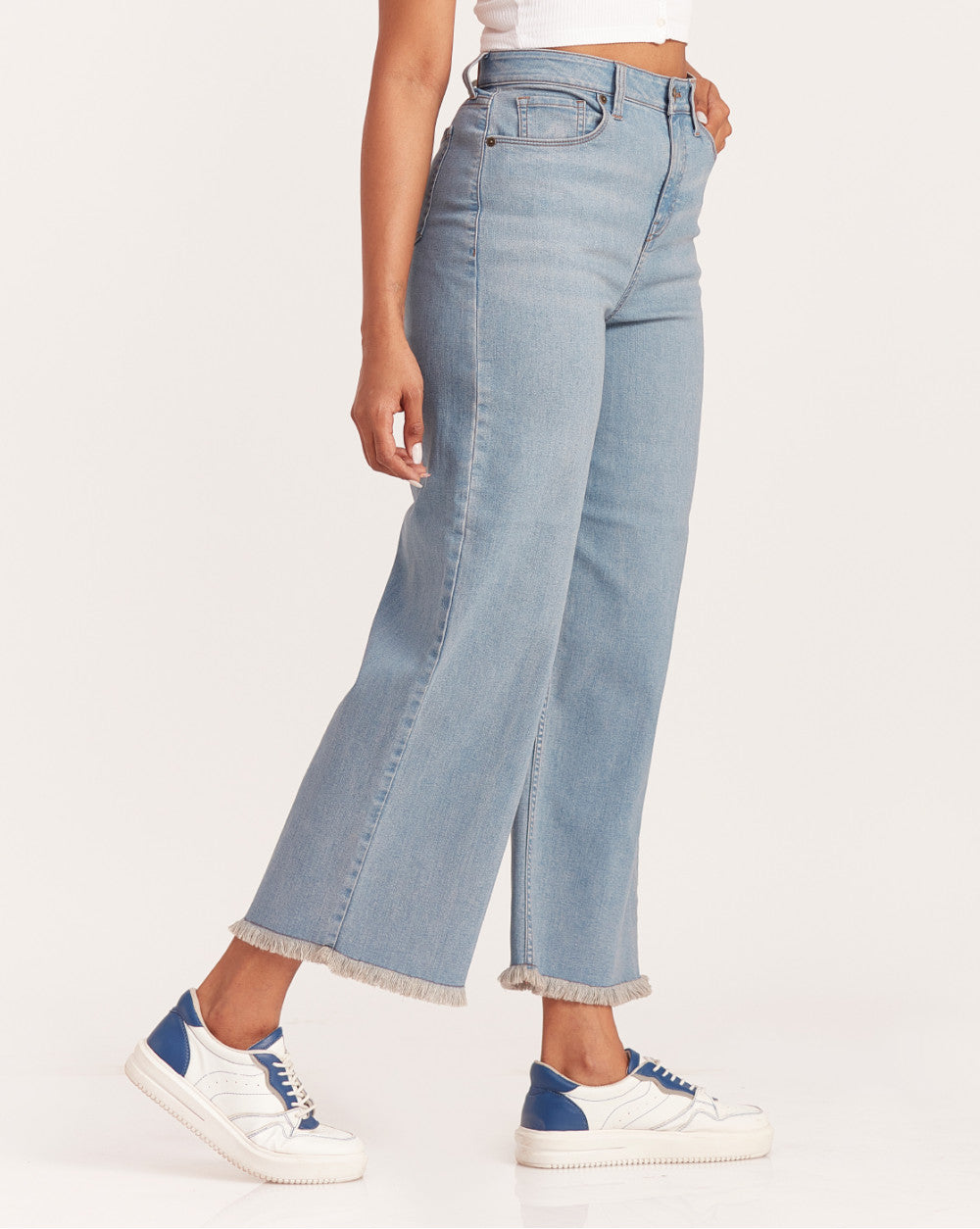 Wide Leg High Waist Jeans - Vapour Blue