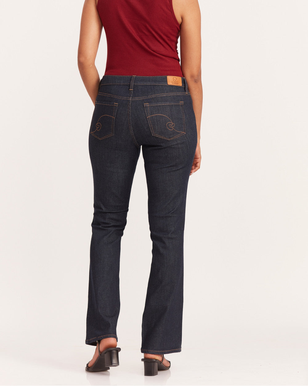 Fit And Flare Mid Waist Jeans - Natural Blue
