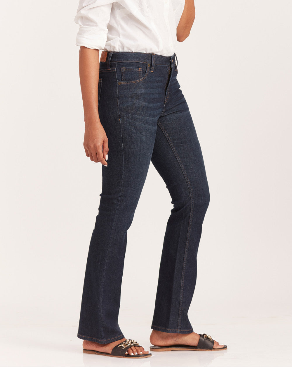 Fit And Flare Mid Waist Jeans - Prime Blue