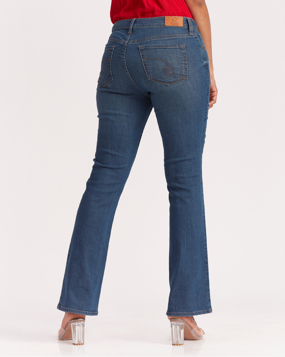 Fit And Flare Mid Waist Jeans - Classic Blue