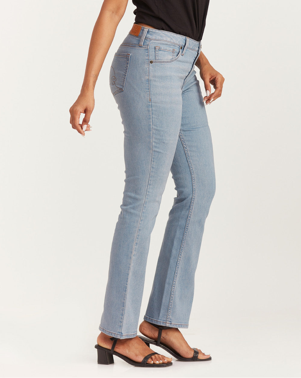 Fit And Flare Mid Waist Jeans - Vapour Blue