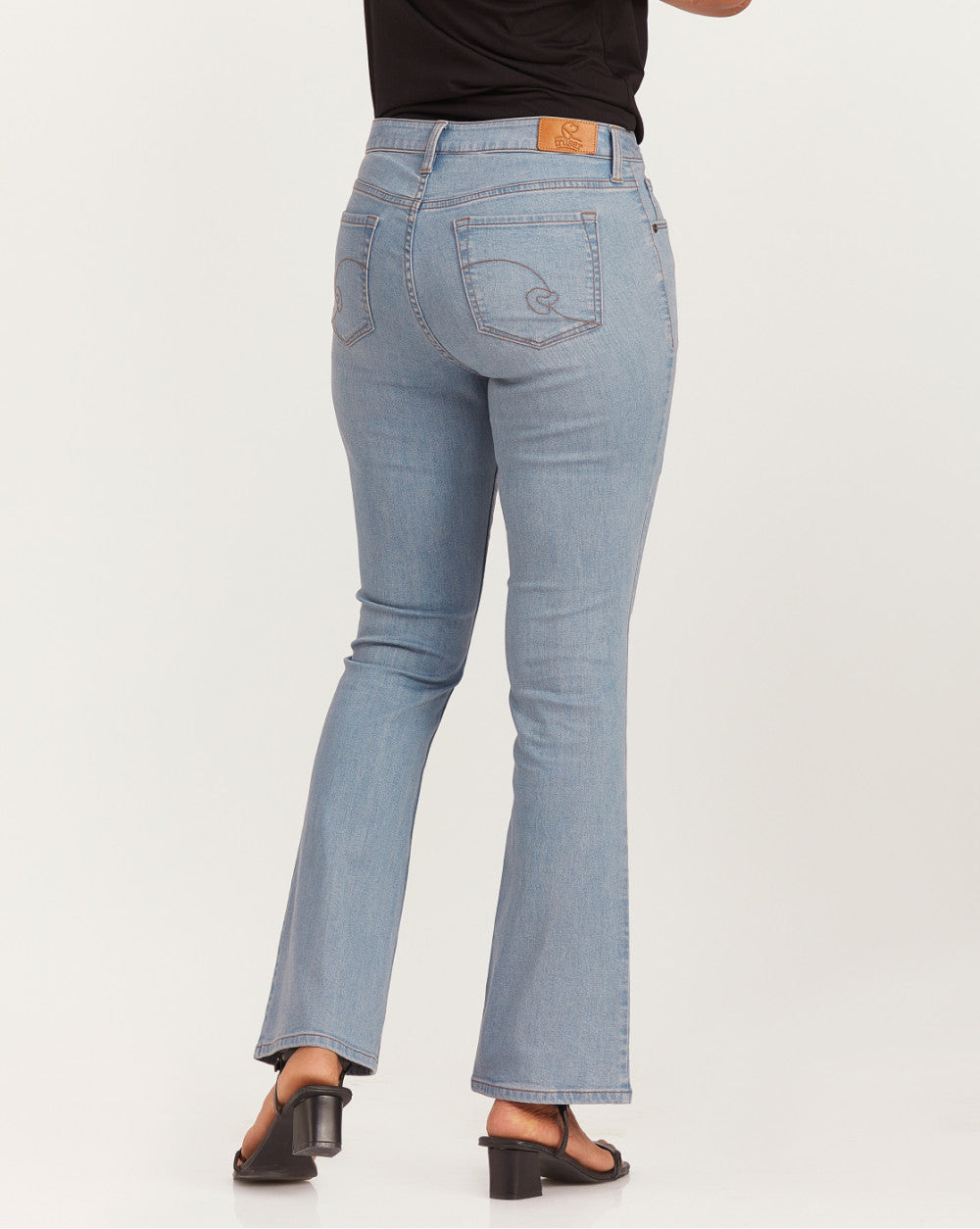 Fit And Flare Mid Waist Jeans - Vapour Blue