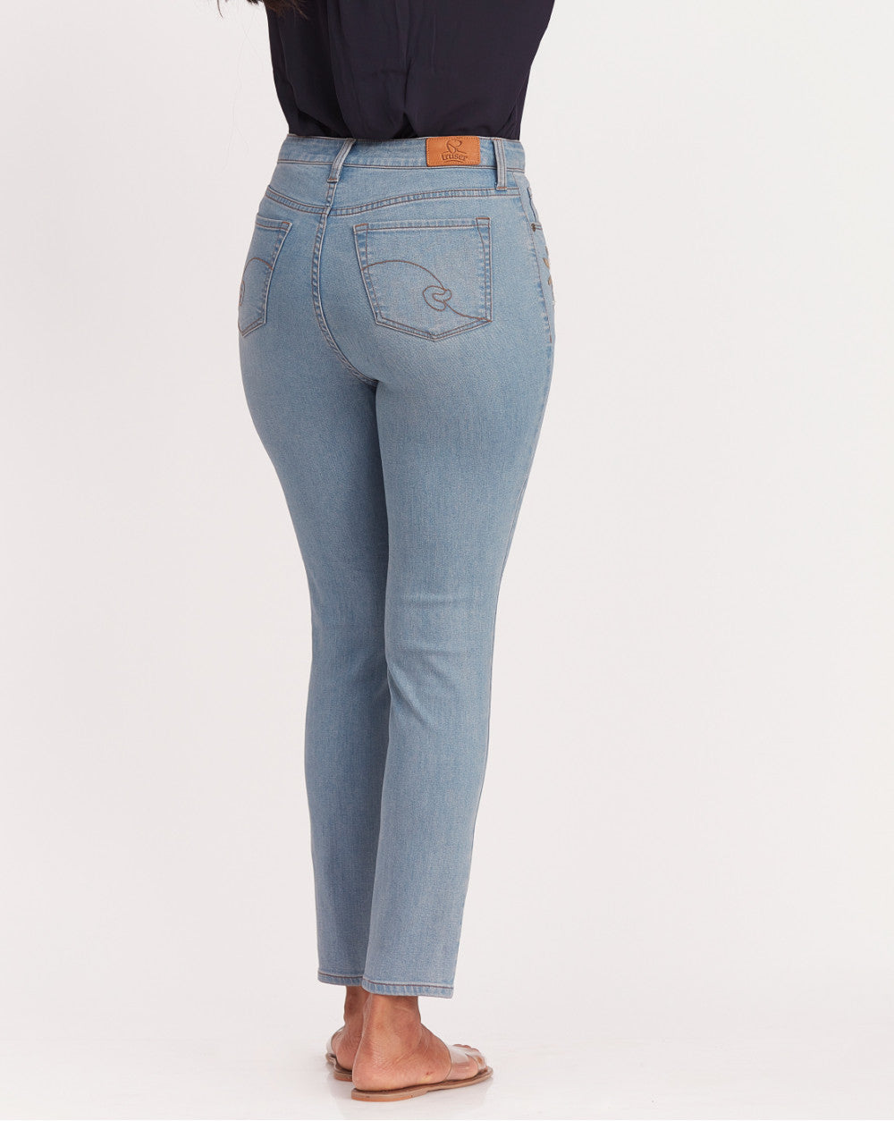 Skinny Fit, Floral Embroidered Jeans - Vapour Blue