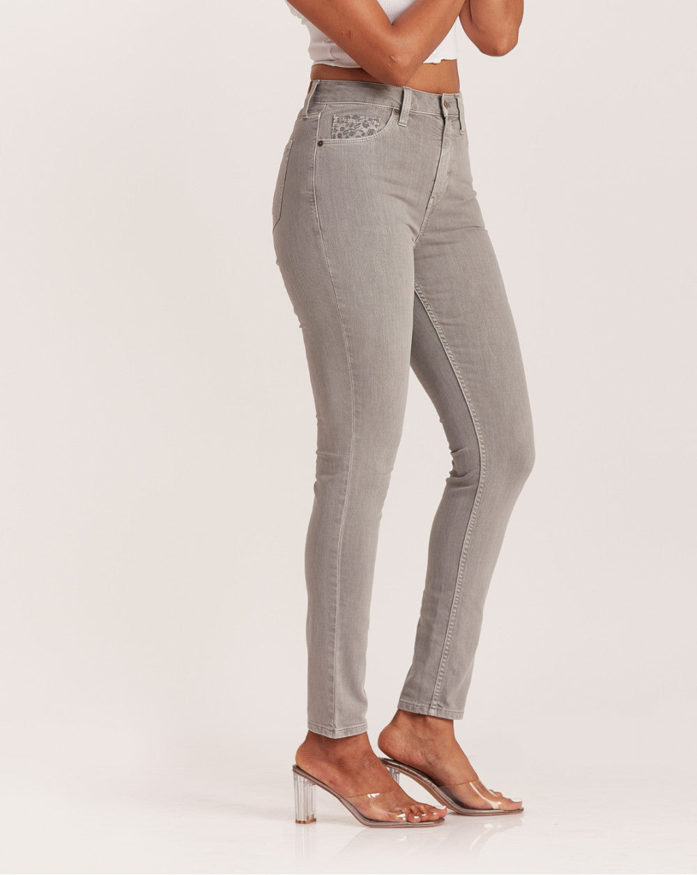 Skinny Fit High Waist Colored Jeans - Soft Grey