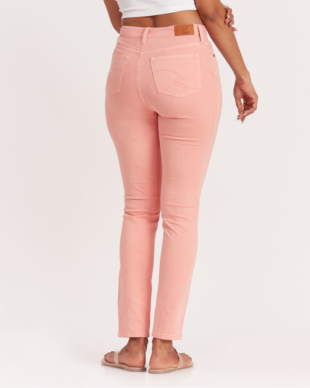 Skinny Fit High Waist Colored Jeans - Coral