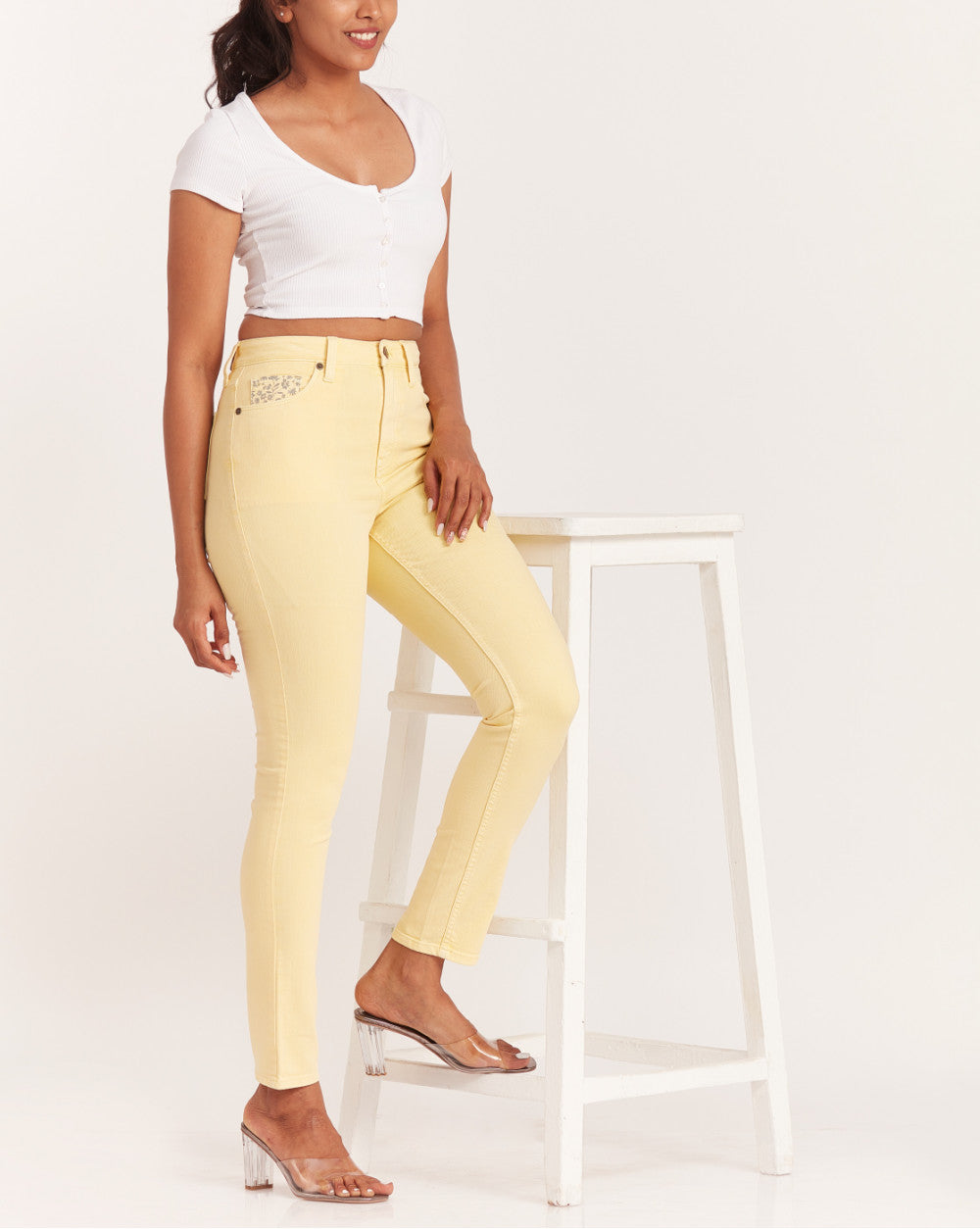 Skinny Fit High Waist Colored Jeans - Daffodil Yellow